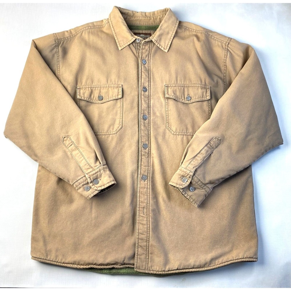 LEVI'S Flannel Fleece Lined WORK WEAR SHIRT! FADED BROWN Long Sleeve Sz XL